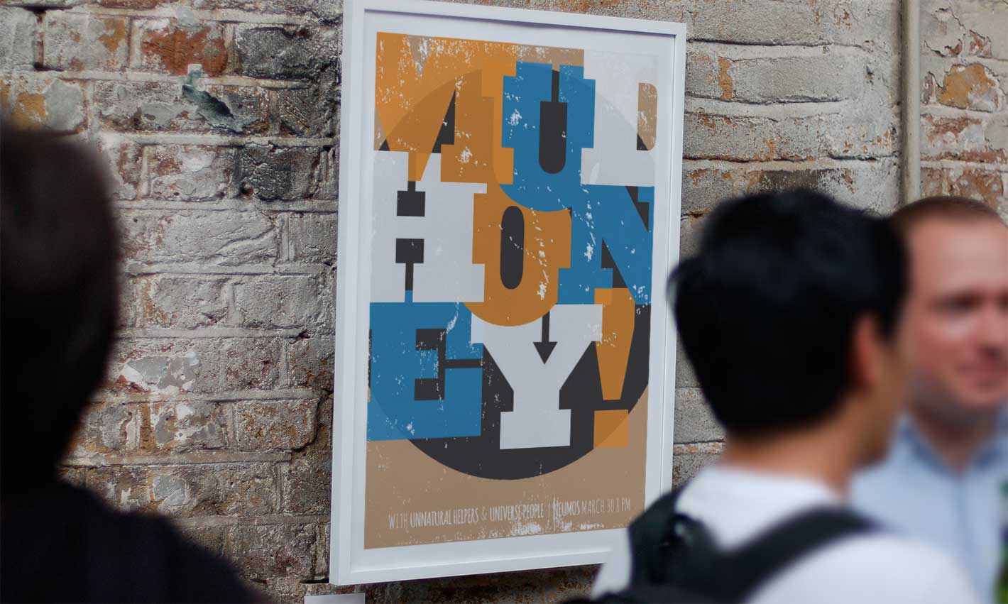 Mudhoney poster on brick wall at 112 PrintWorks opening